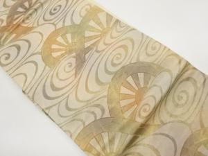 流水に片輪車模様織出し名古屋帯